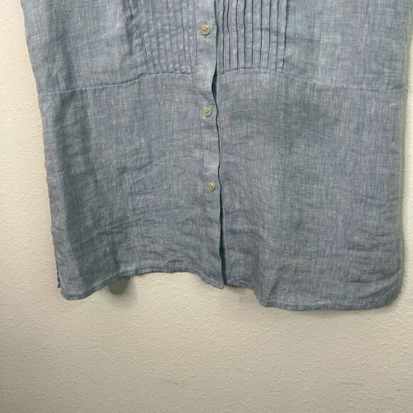 Land’s End Women’s 100% Linen Pintuck Sleeveless Button Up Top Size M - Picture 3 of 12